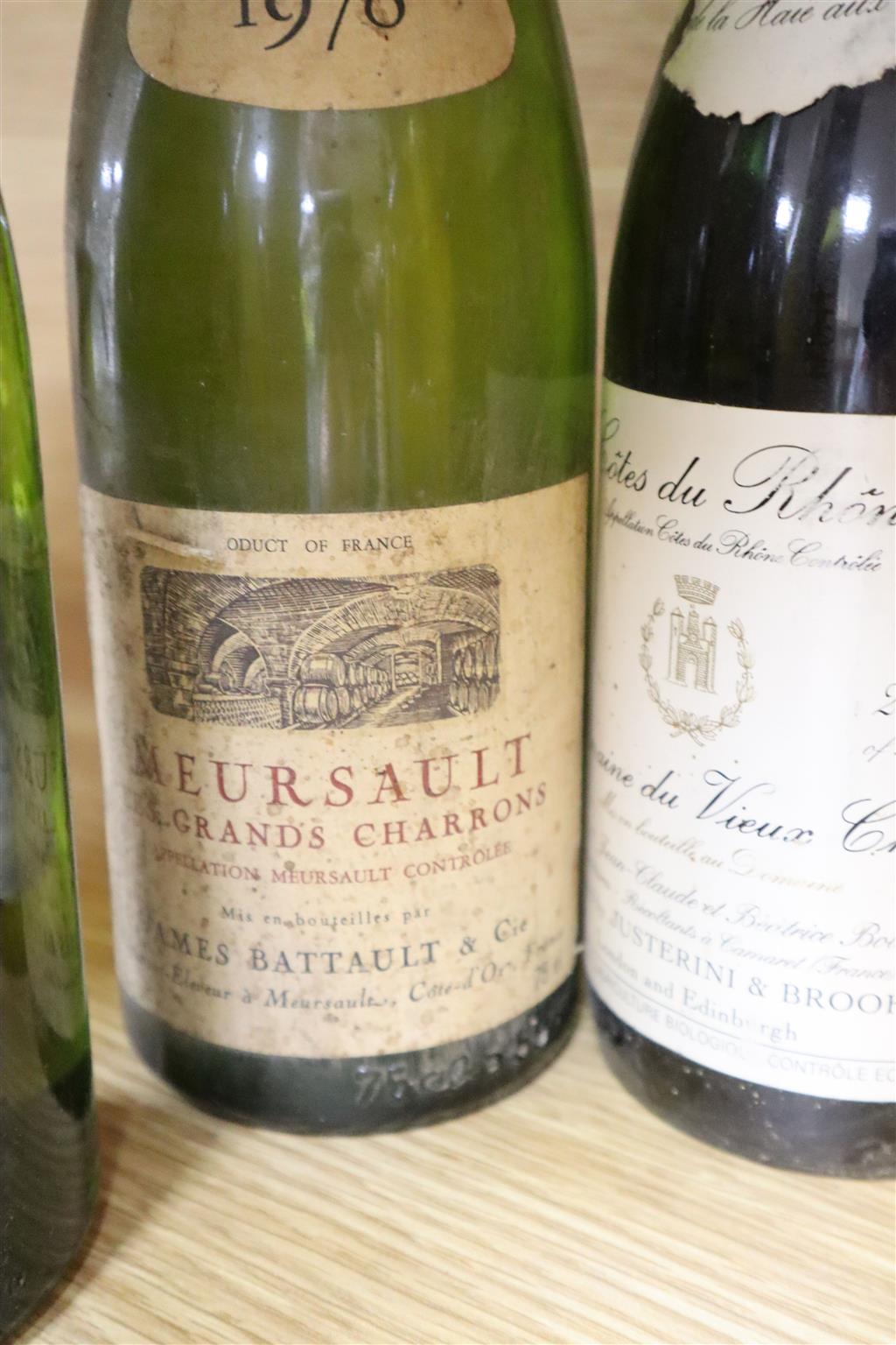 Twelve bottles of mixed white wine including a bottle of Chablis Premier Cru 1995 and a 1978 Meursault